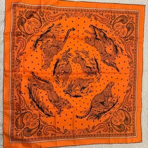 Hermes Guepards Double Face 90cm by Robert Dallet Pink and Orange